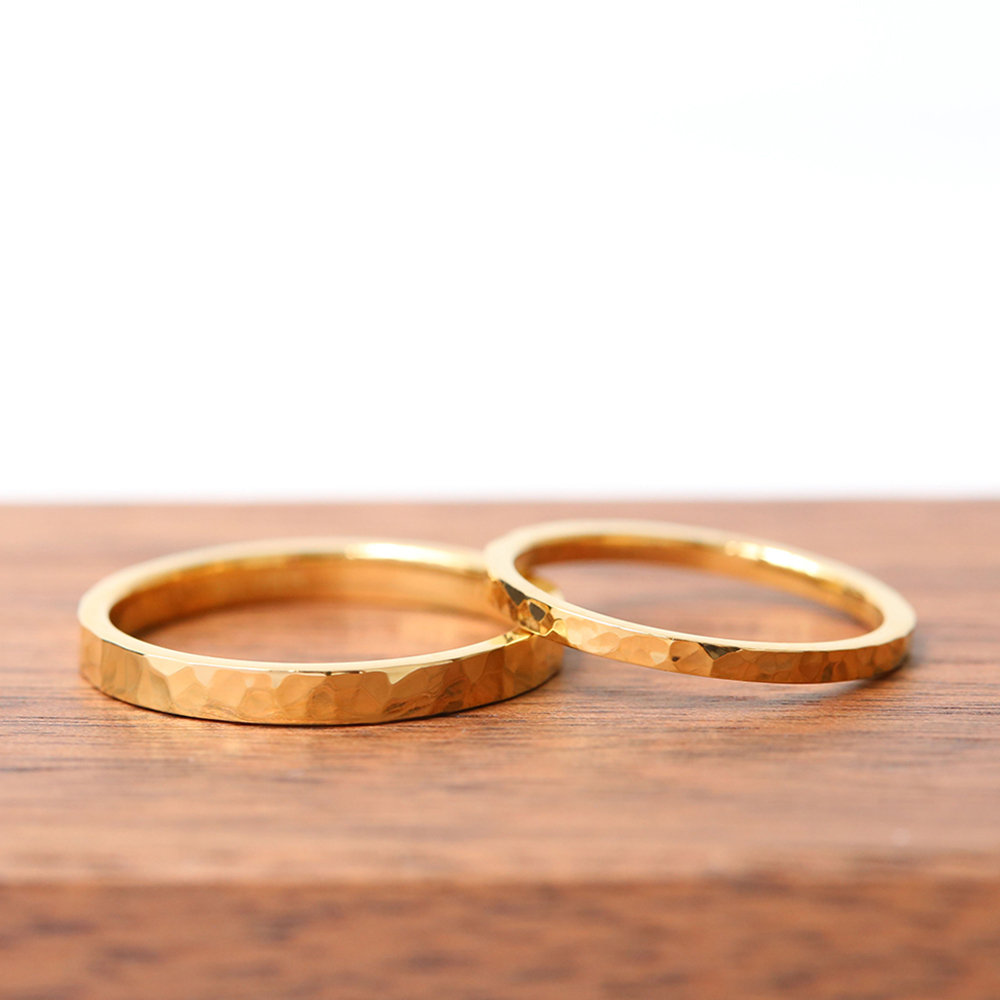 手作り結婚指輪コース　|　フラットタイプ　槌目仕上げ